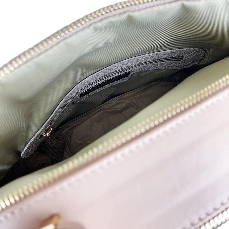 Women's Genuine Leather Handbag Made in Italy with Mosaic Print and Adjustable Strap