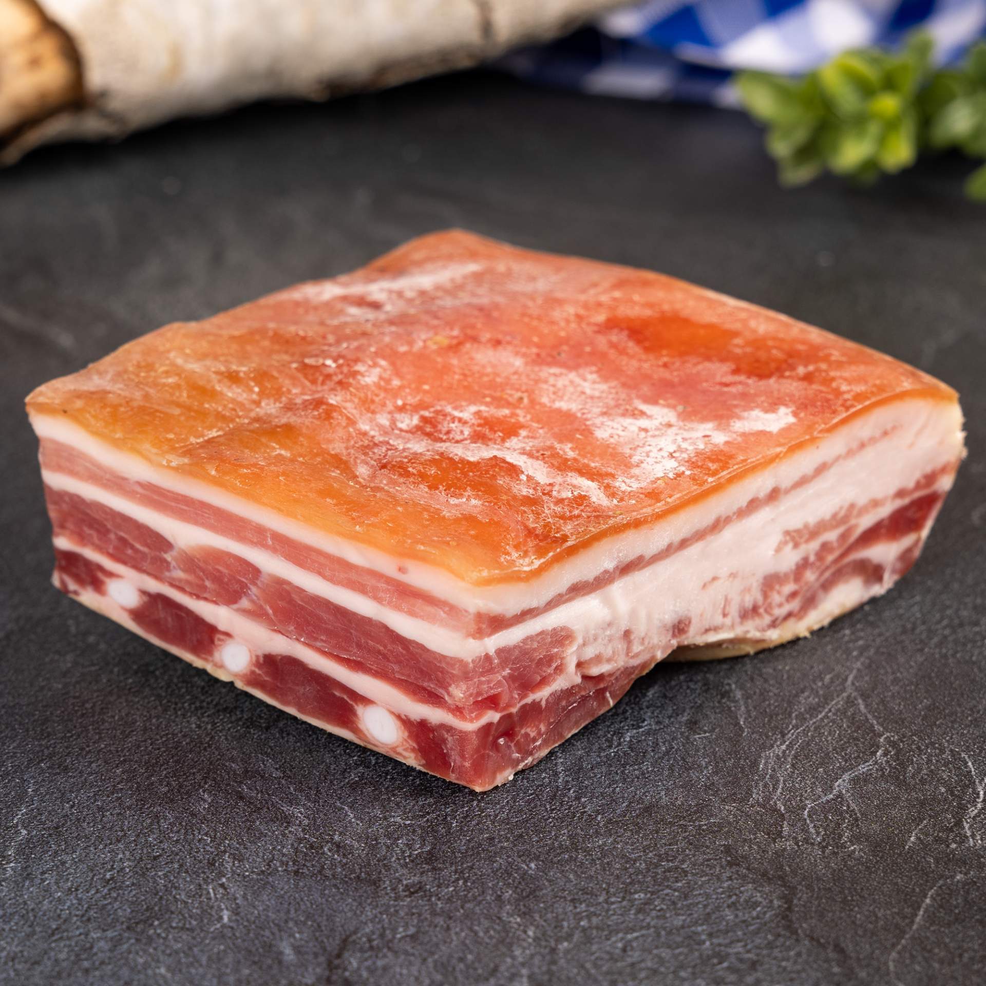 E-shop Original Italienische Pancetta 250 g – luftgetrockneter Bauchspeck für Pasta & Salat – zarter, würziger Klassiker aus Italien