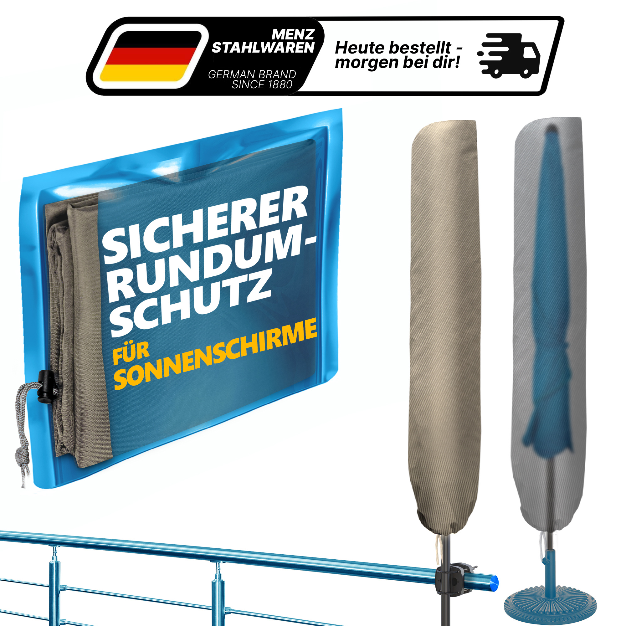 Image of Lindenstein Sun Cover - Color Options (/black/taupe) | For Round Umbrellas (2m Ø) & Rectangular (2x1.25m) | Weatherproof & Durable Polyester Cover | Sturdy Umbrella Cover For Garden/patio