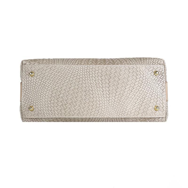 Women's Genuine Leather Handbag Made in Italy with Mosaic Print and Adjustable Strap