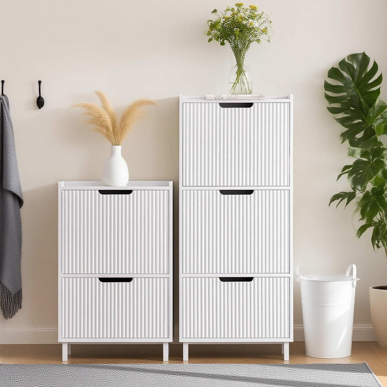 TEMU Scarpiera Salvaspazio Slim da Mobile Portascarpe Ante a Regolabili in Legno Armadio Scarpiera e per Corridoio, 50x19x130 cm?, FSR177-H-W SoBuy