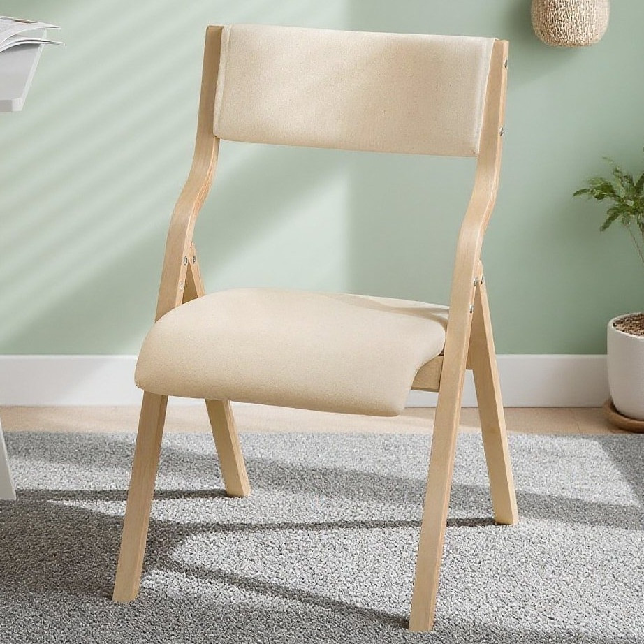 Image of Folding Chair With Wooden Cushion – Ergonomic Kitchen & Dining Chair, Foldable & Space-saving, Pre-assembled, Ideal For Kitchen, Balcony, And Office, White Fst40-w