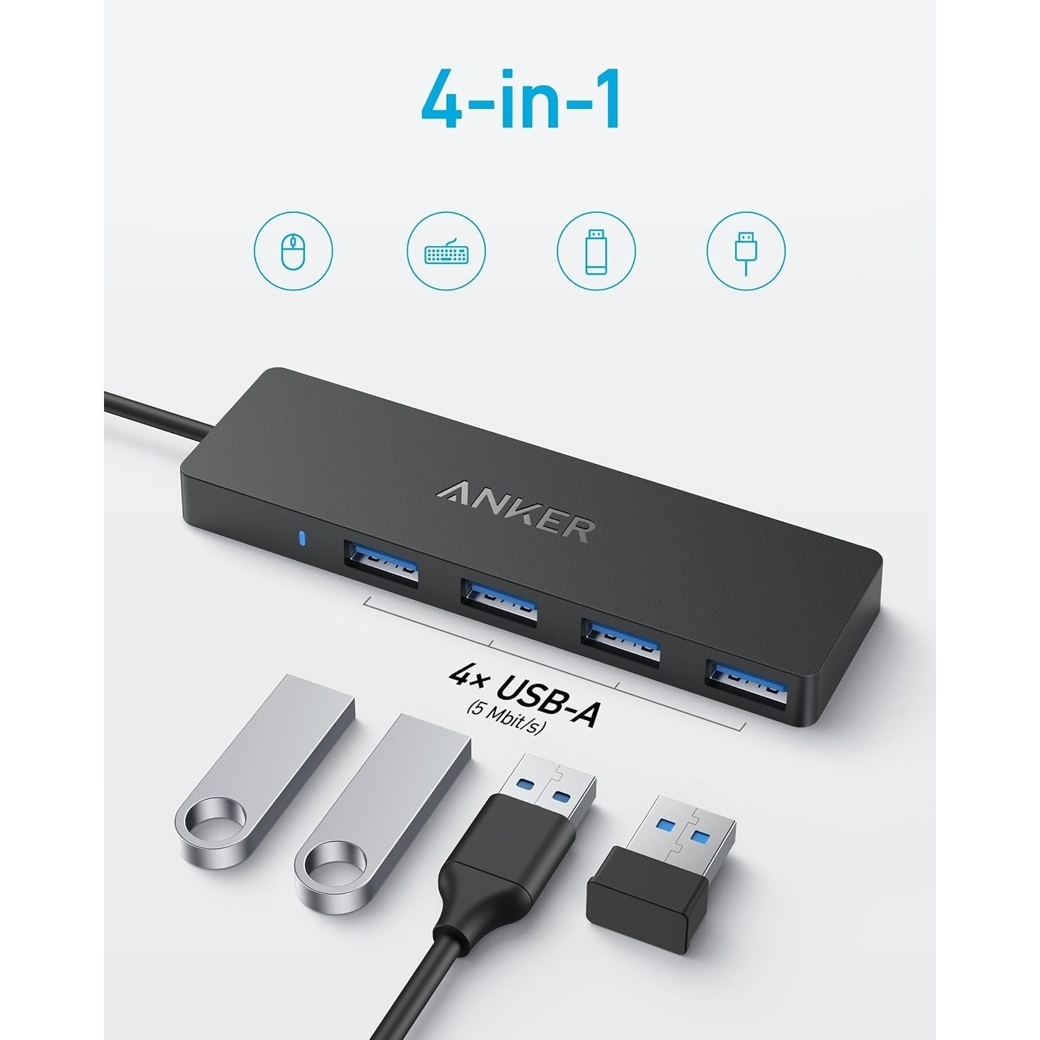 TEMU Usb-c , 4-port Usb 3.0 Data With 5 Data Transfer, 20cm Extension Cable (no Charging), Usb-c Splitter For Type-c , Pro, , Surface, Flash Drive,