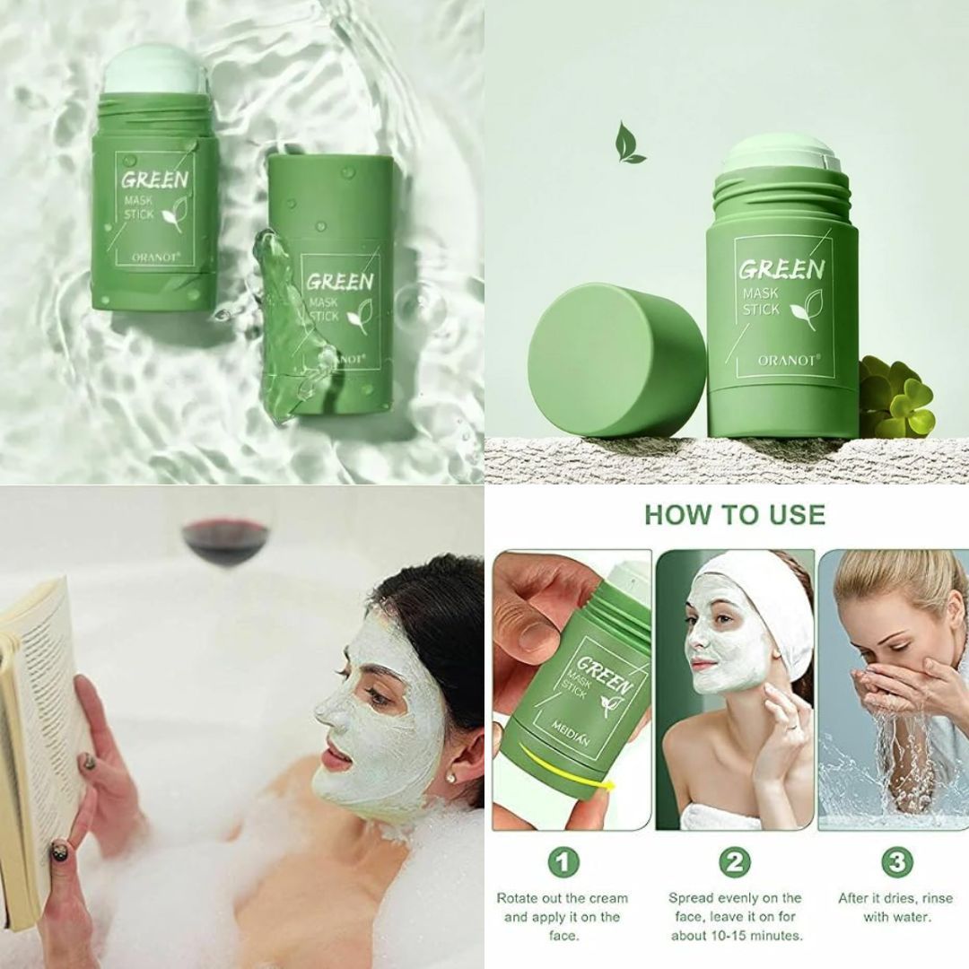 Stick za dubinsko čišćenje pora s zelenim čajem – Čisti, uklanja crne točkice i kontrolira masnoću | Blato za lice za glatku i čistu kožu