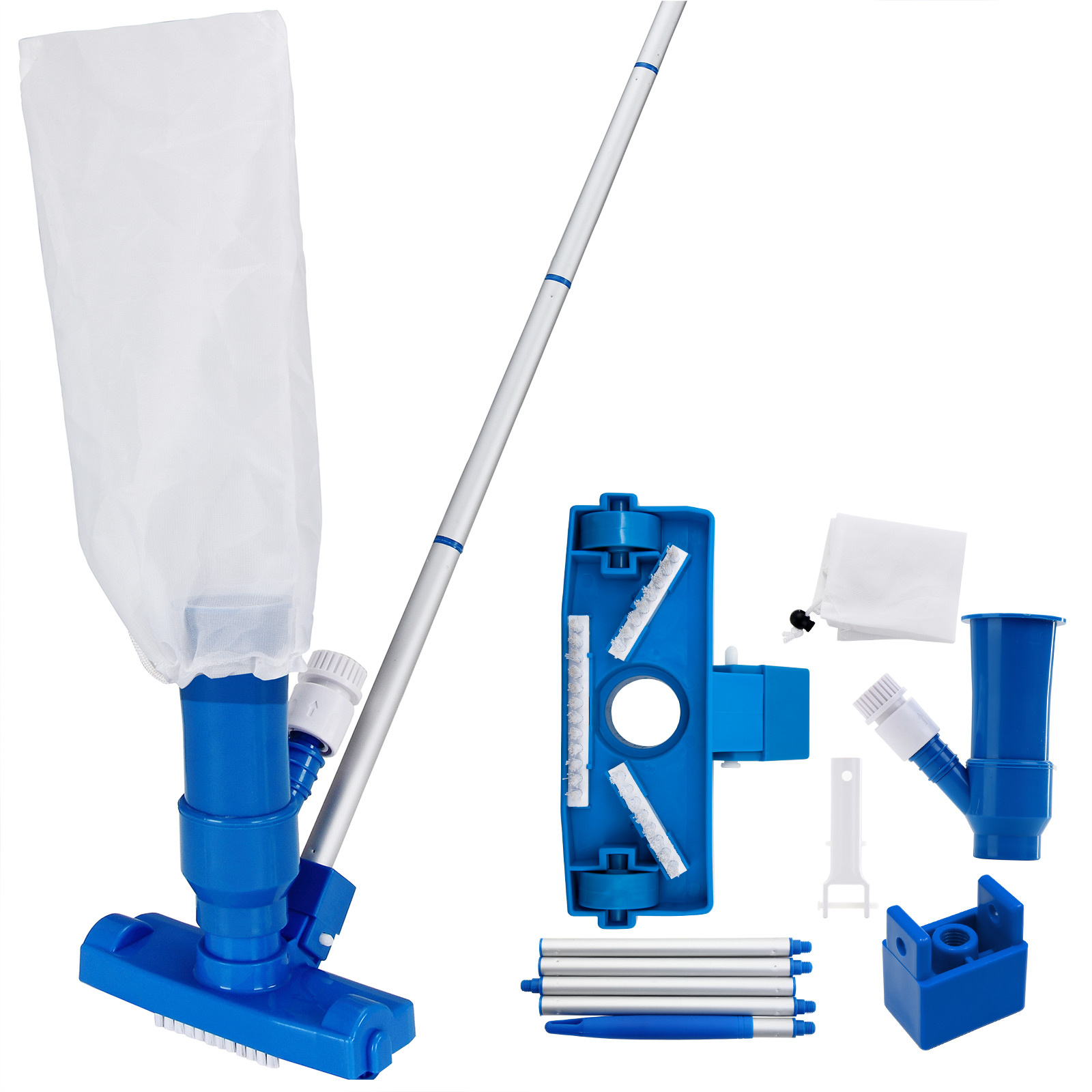 E-shop Pool Reinigungsset Bodensauger Auffangsack Stange Gartenschlauch Anschluss Pool Zubehör Wartungsset 3tlg. Poolsauger