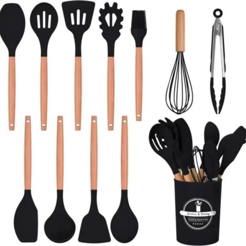 TEMU 12pcs Silicone Kitchen Utensils Set Nonstick Cooking Spoon And Baking Tools