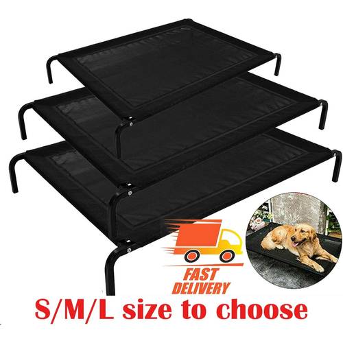 metal frame elevated dog bed portable raised pet cot with washable mesh no slip rubber feet for indoor outdoor use small medium large