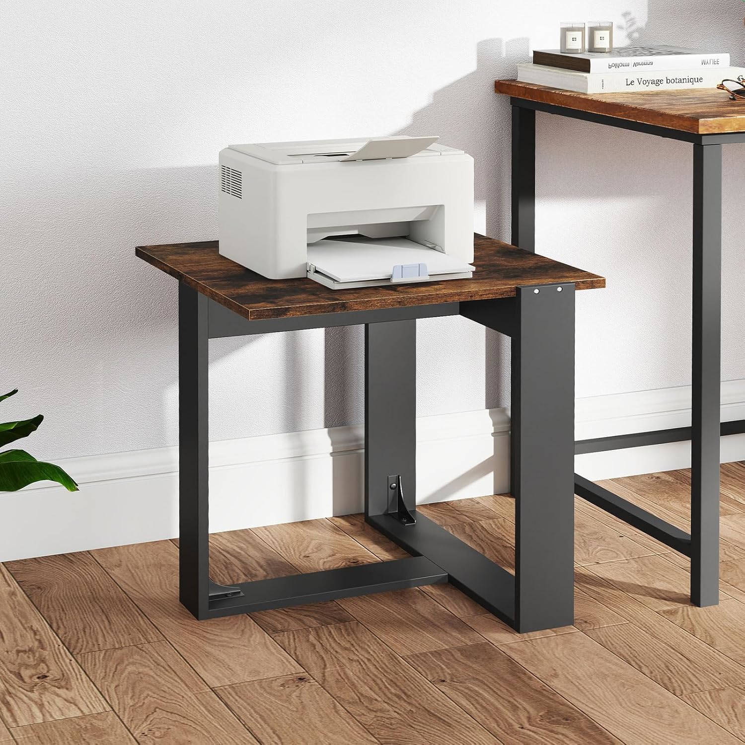 End Table, Square Side Table With T-shaped Metal Base, Industrial Nightstand For Small Space, Sofa Table For Living Room Bedroom