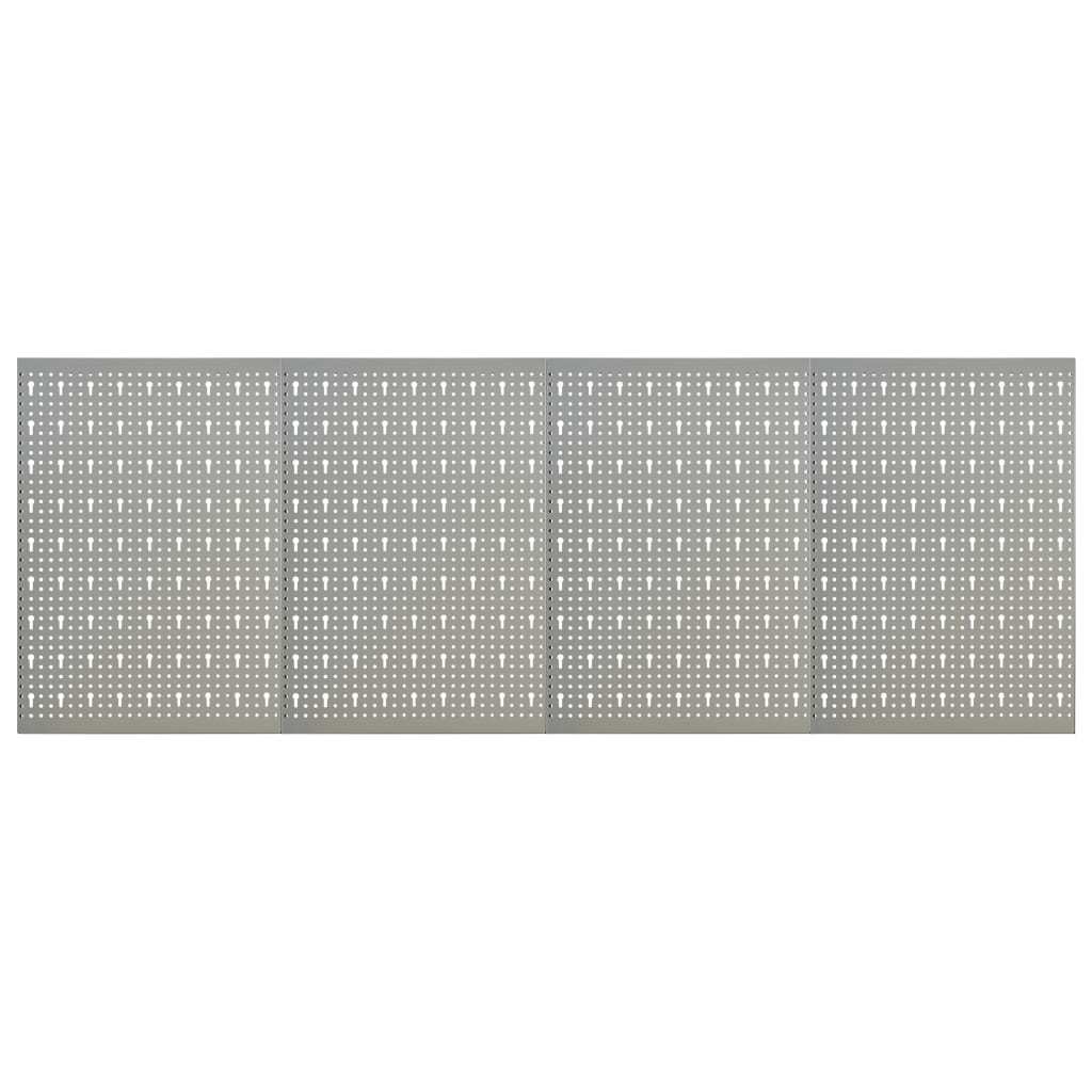 Image of Vidaxl 4x Tool Wall For 160cm Long Workbenches Perforated Metal Wall Workshop Wall Workshop Perforated Wall System Metal Wall European Perforation 40x58cm Steel
