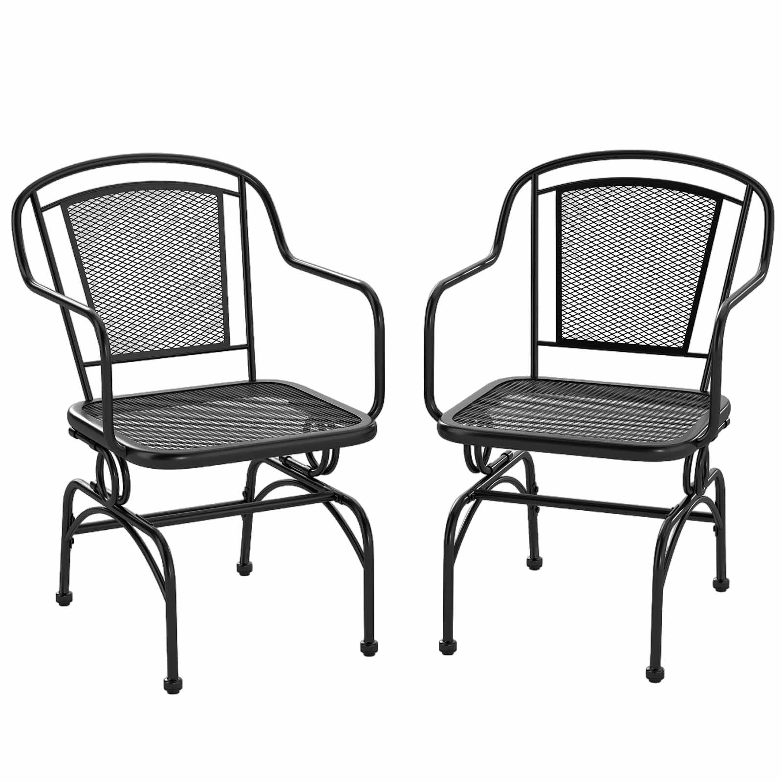 Image of Outdoor Rocking Chair Set Of 2, Patio Rocker Chairs With Mesh Backrest & Seat, Armrest, Powder-coated Metal Frame, Adjustable Foot Pads, Bistro Furniture Set For Yard, Deck, Balcony