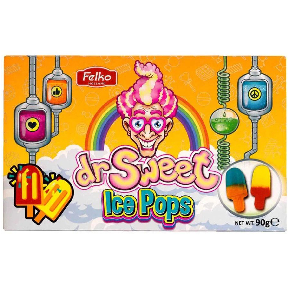 Felko Holland Dr. Sweet Ice Pops Fruity Gummies Fruit Ice On A Stick 90g
