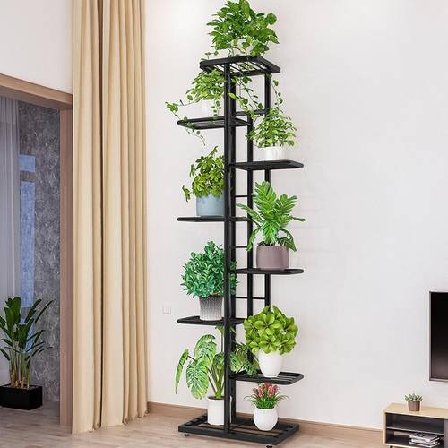 8 Katlı, 9 Saksı, Çok Katlı Bitki Rafı, Metal, Bahçe, Balkon, İçin İç ve Dış Mekan Bitki Standı, Köşe Bitki Rafı