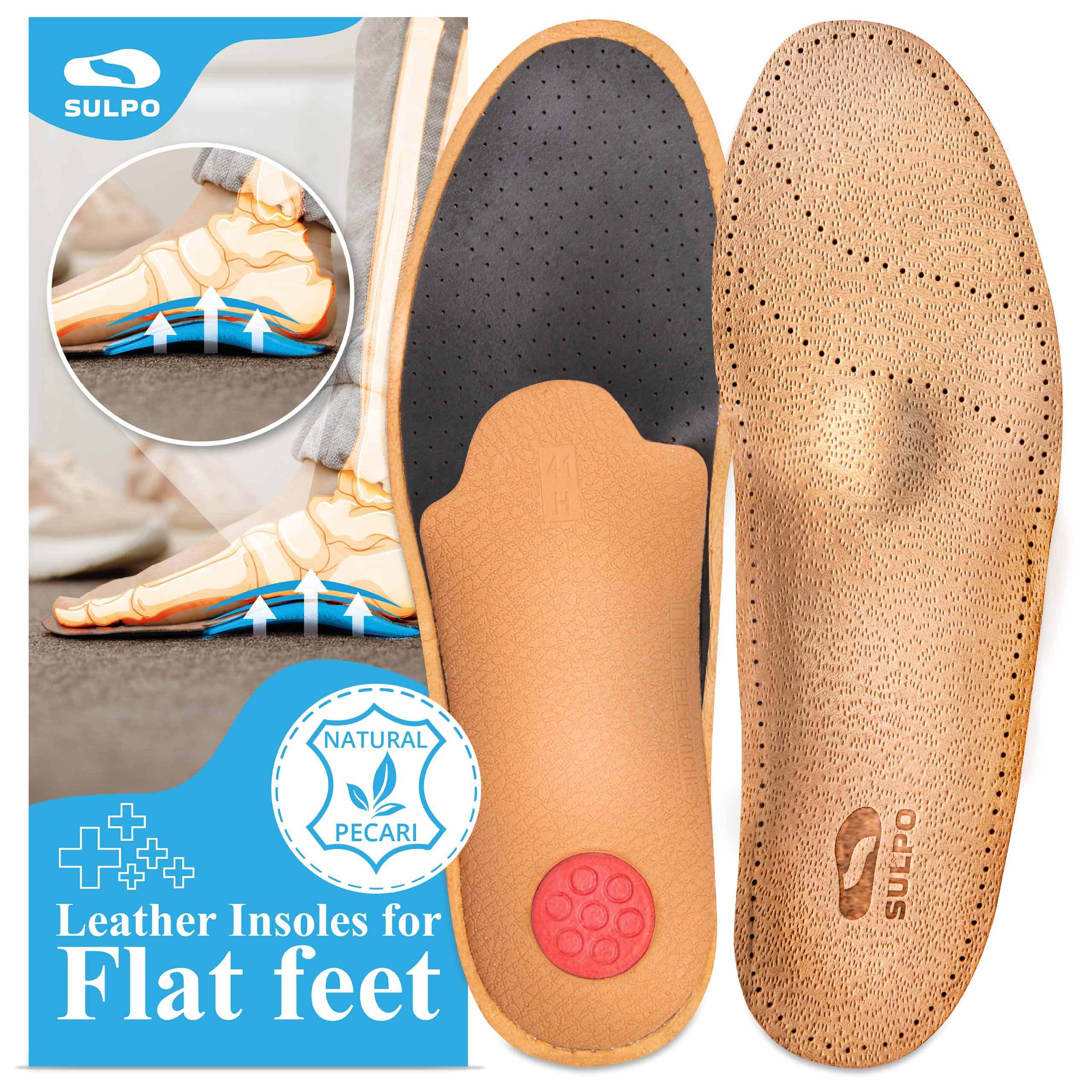 Leather Insoles For Flat Feet, Longitudinal And