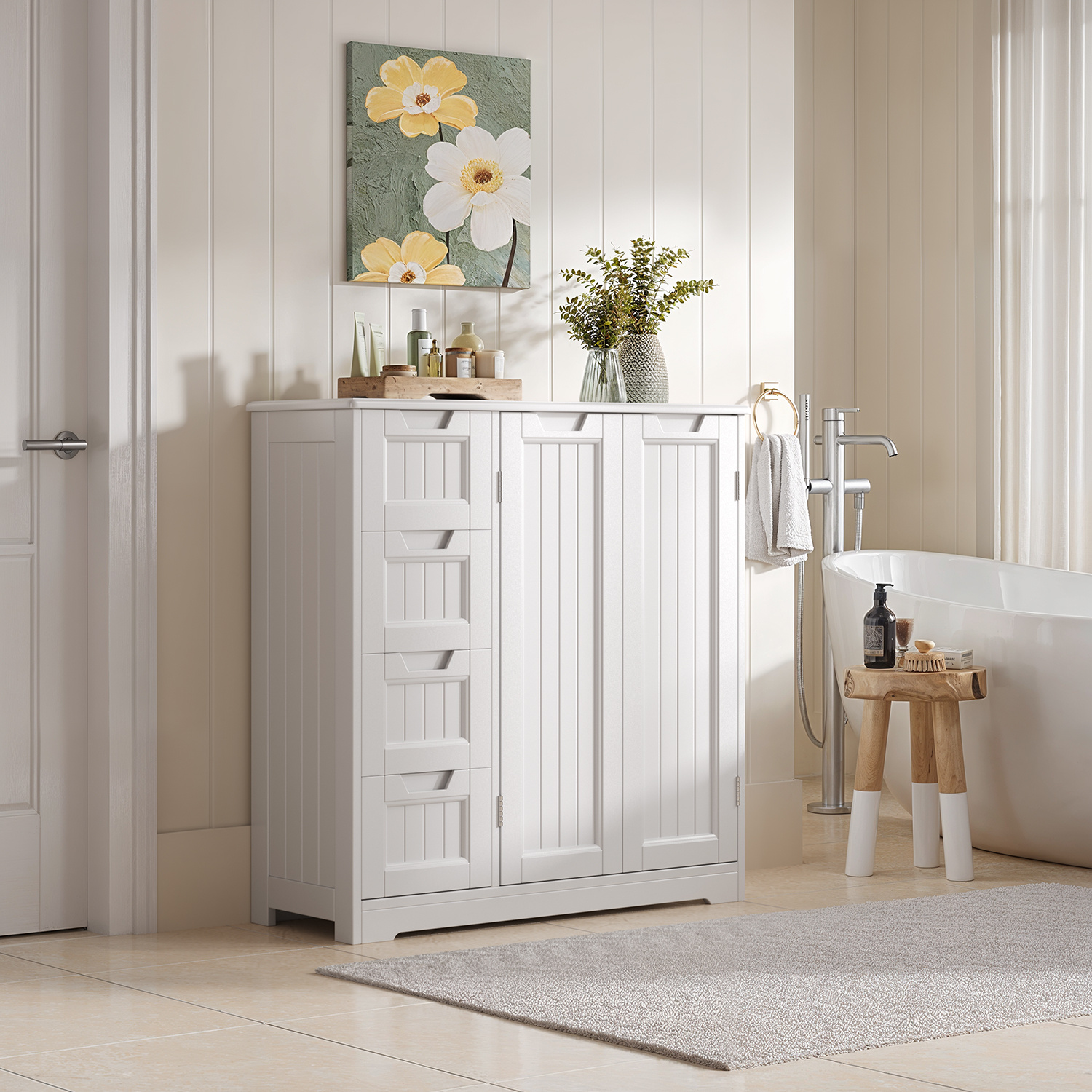 Bathroom Cabinet With 4 Drawers + 2 Doors, Dimensions 81x30x83 Cm, Coree 67pa