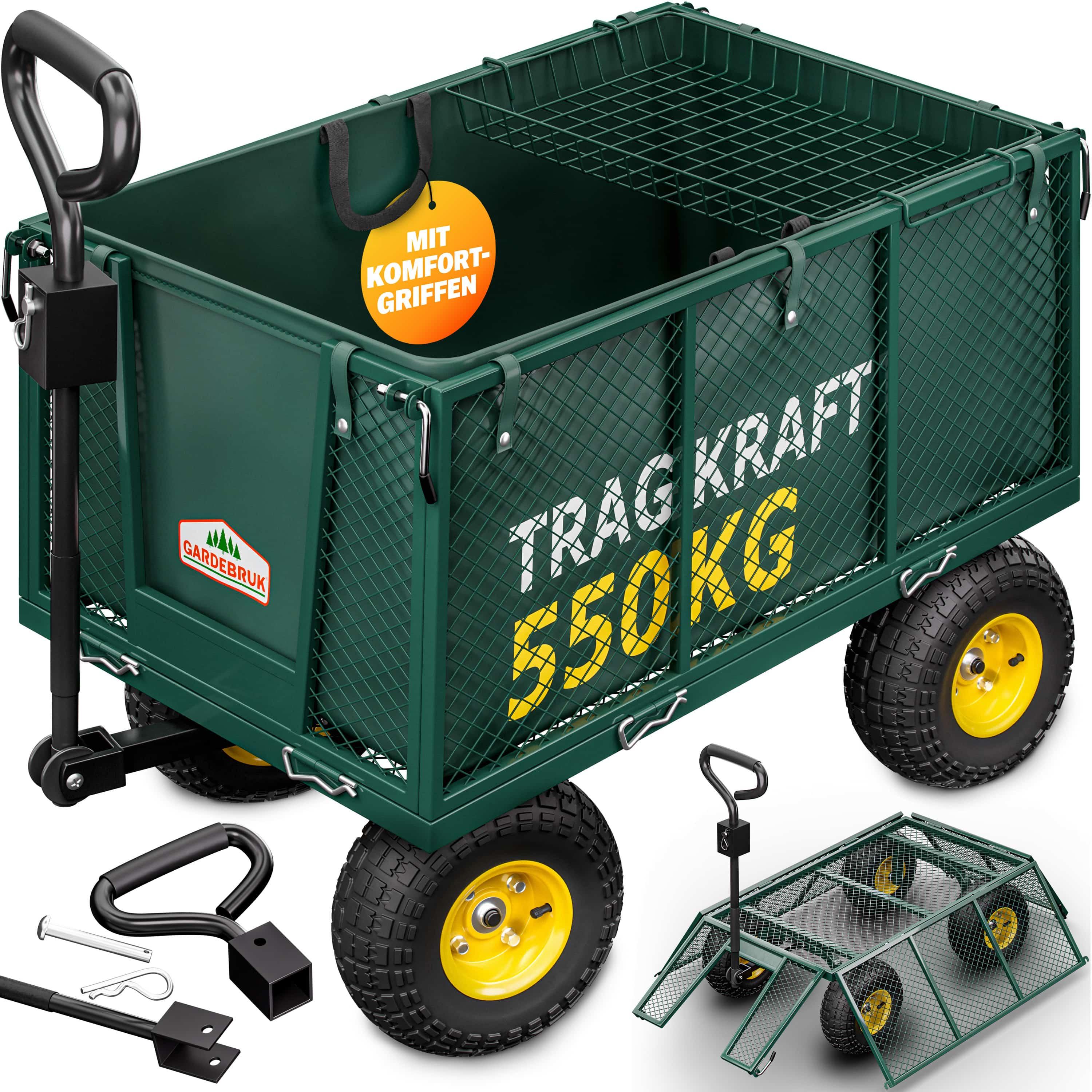 TEMU Gardebruk® 550kg Foldable Sturdy Removable Tarp Garden Cart Hand Truck With Detachable Tarp For Garden Transport