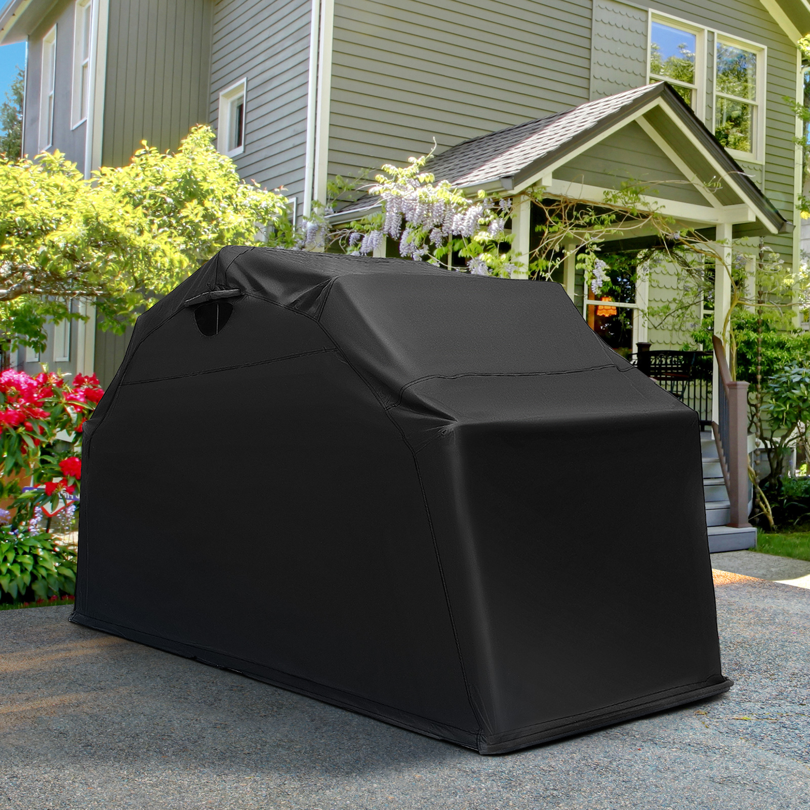 Heavy Duty Outdoor Motorcycle Shelter, 136" X 54" X 75" Motorbike Storage Shed 600d Oxford Fabric Cover