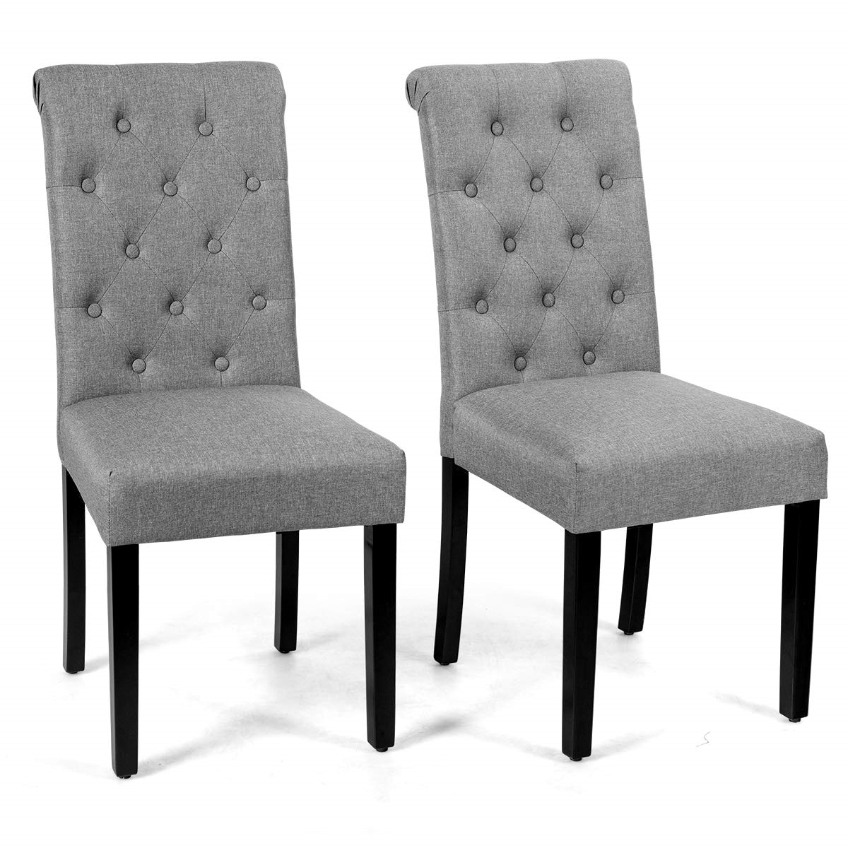Of Dining Room Chairs, Kitchen Chair With Rubber Wood Legs, Upholstered Chair With High Backrest, Accent Chair Up To 150kg Loadable, For Dining Room (grey)