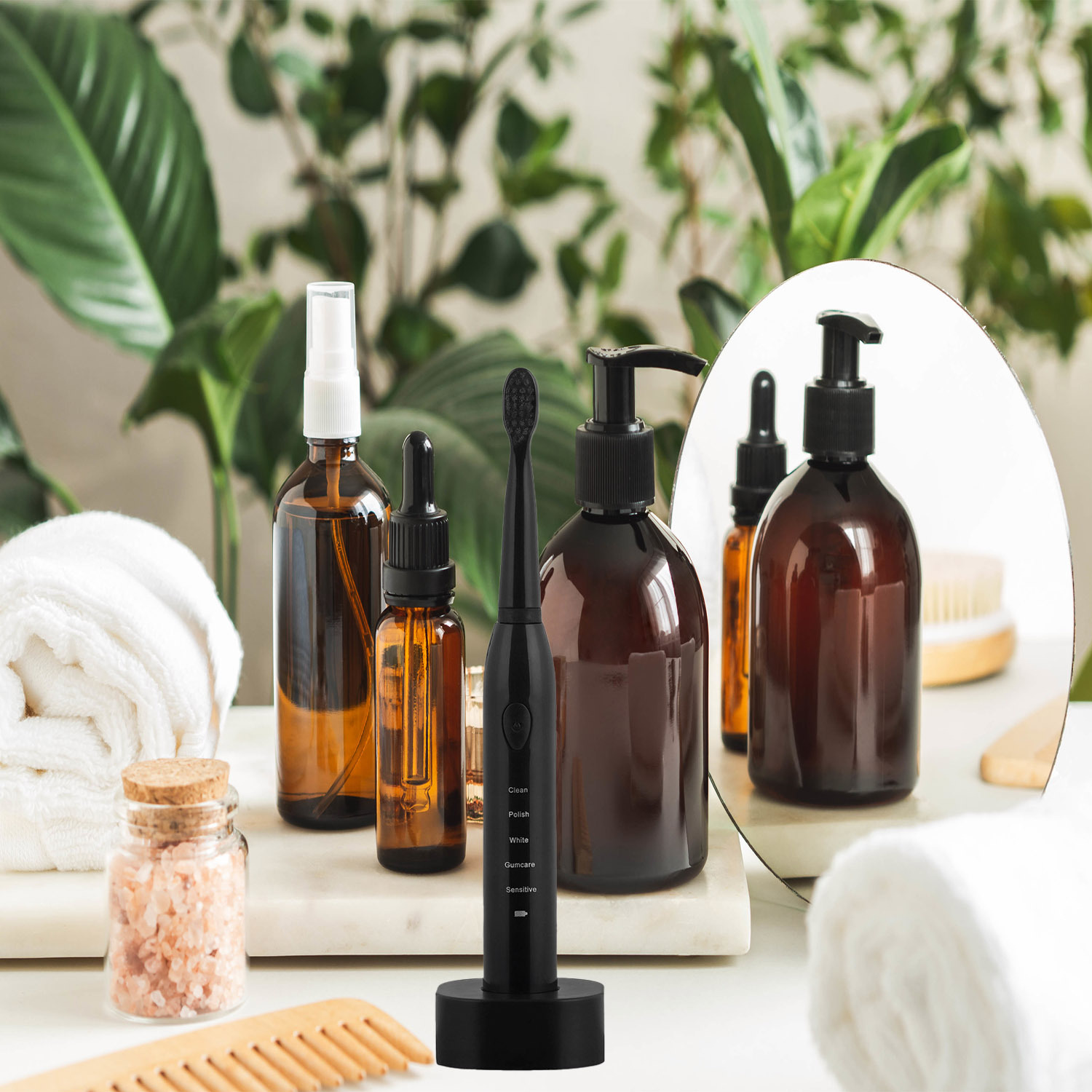 Elektrische Sonic Tandenborstel voor Tanden en Tandvleesreiniging, Tandsteenverwijdering, Plaqueverwijdering voor Kinderen en Volwassenen, 12 Uur Batterijduur, 5 Modes (Reinigen, Bleken, Tandvleesverzorging, Diepe Reiniging, Massage), Automatische Reiniging, Perfect Cadeau voor Mondhygiëne, Elegant Ontwerp, 8 Vervangbare Sonic Borstelkoppen, Ideaal Glimlachcadeau voor Verjaardagen, Feestdagen, Kerstmis, USB Opladen