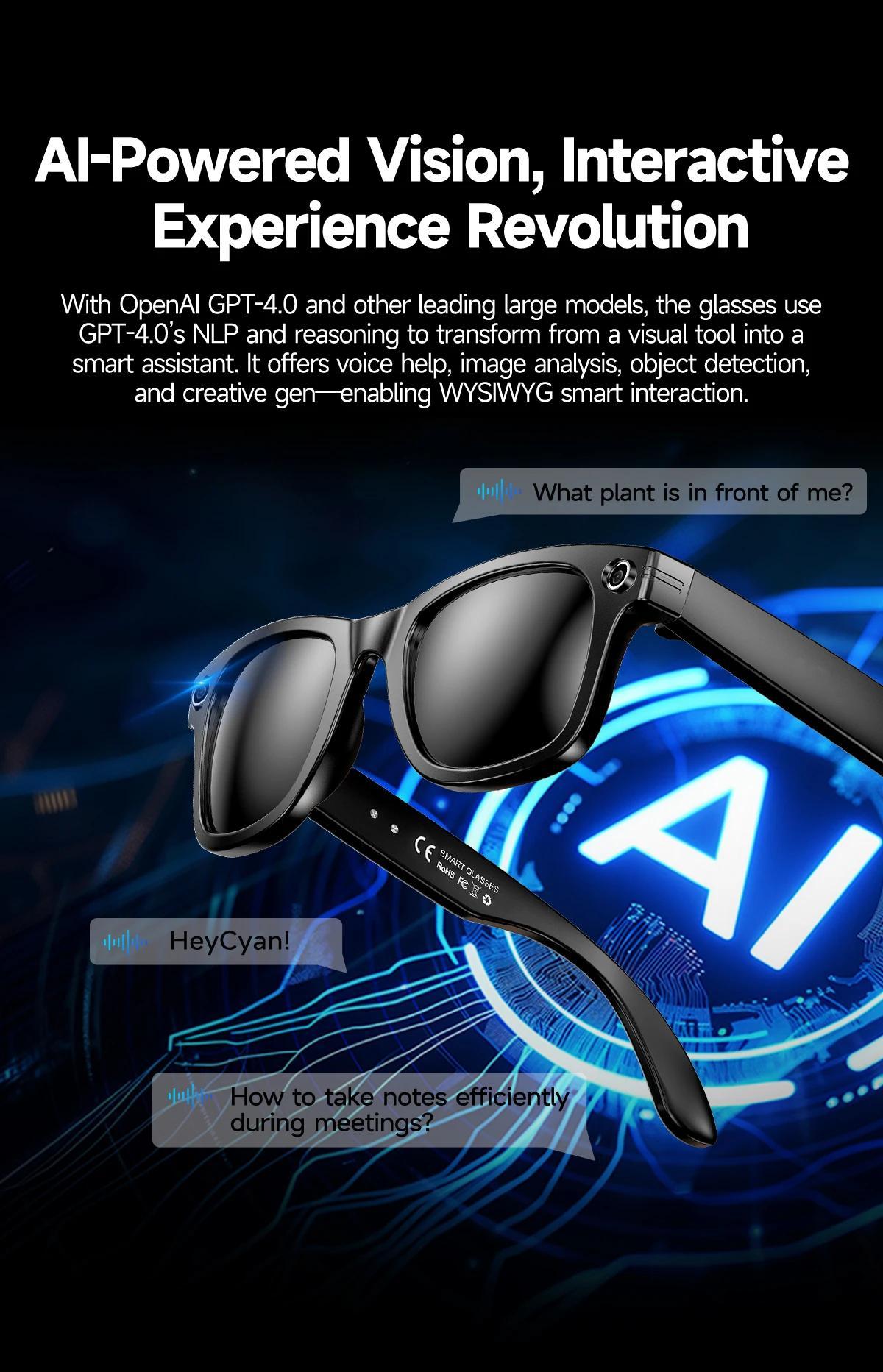 2025 AI Smart Glasses 8MP HD Camera Video Bluetooth Call Intelligent Translation 270mAh Battery Voice Assistant Music Sunglasses