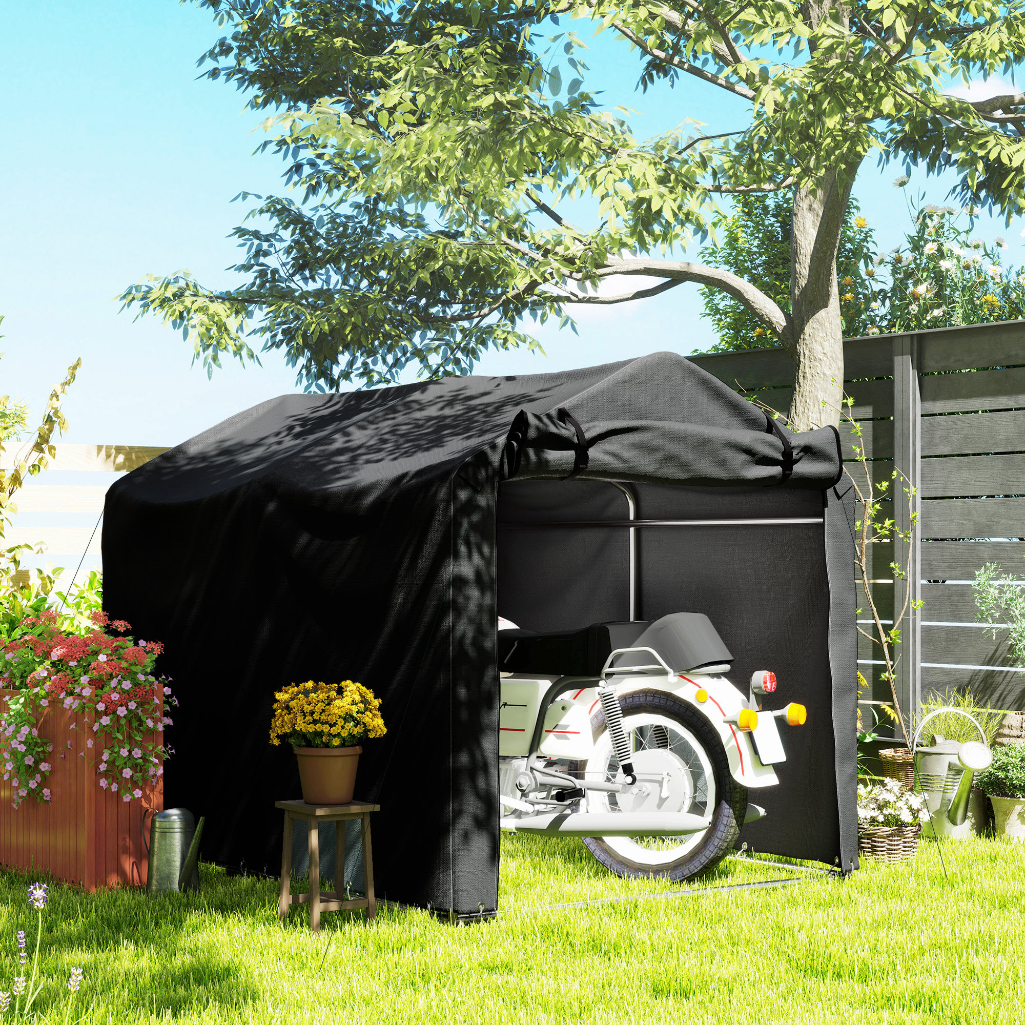 Image of Garage Tent, Waterproof Tent Garage With Roller Door, Uv-resistant Bicycle Cover Tool Tent, Foil For Terrace, Garden, 220 X 157 X 165
