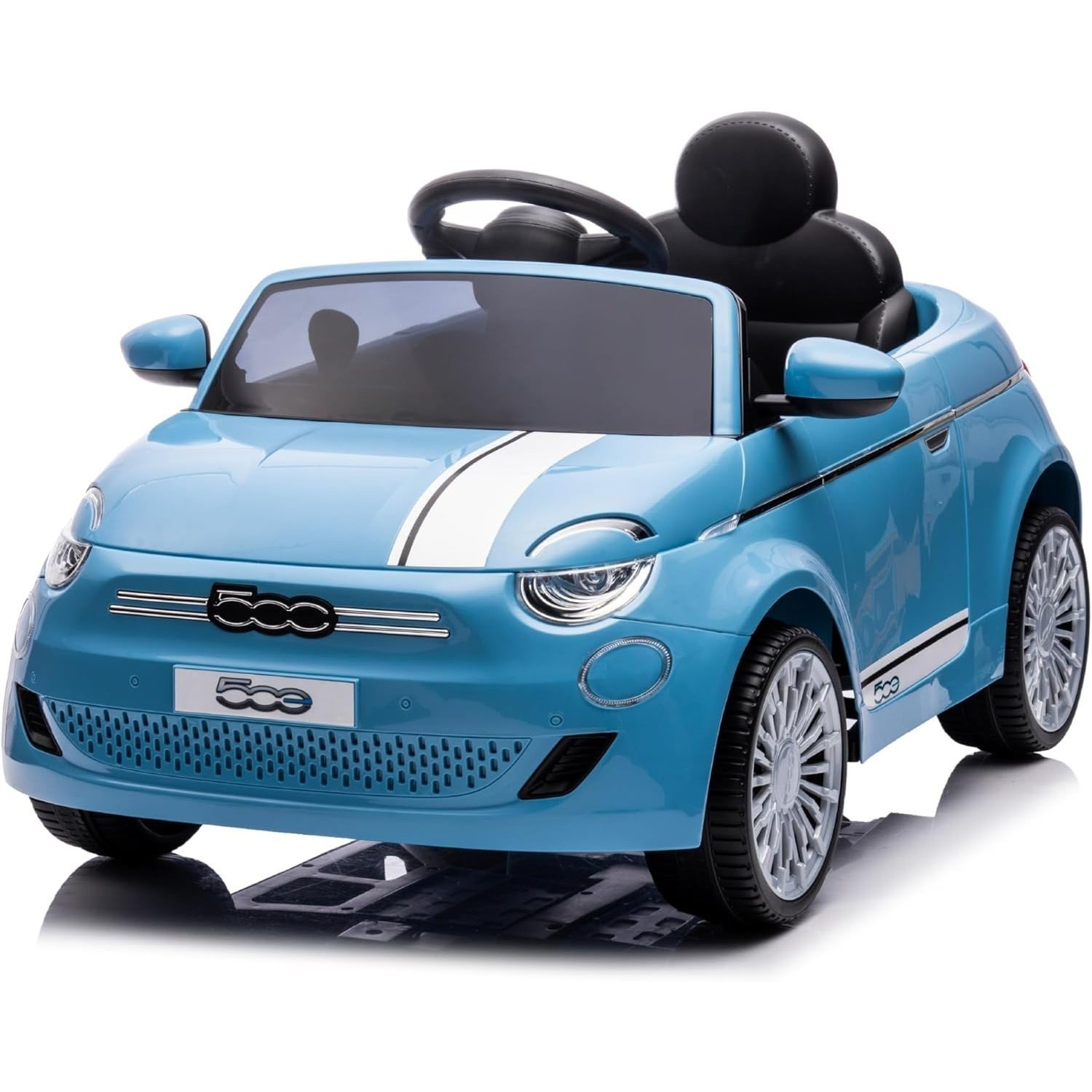 TEMU Baroni Toys Fiat 500 Electric Baby Car 12v With Parent Remote, Led Lights, Realistic Sounds, Reverse Function, Integrated Seat Belt – Kids' Car