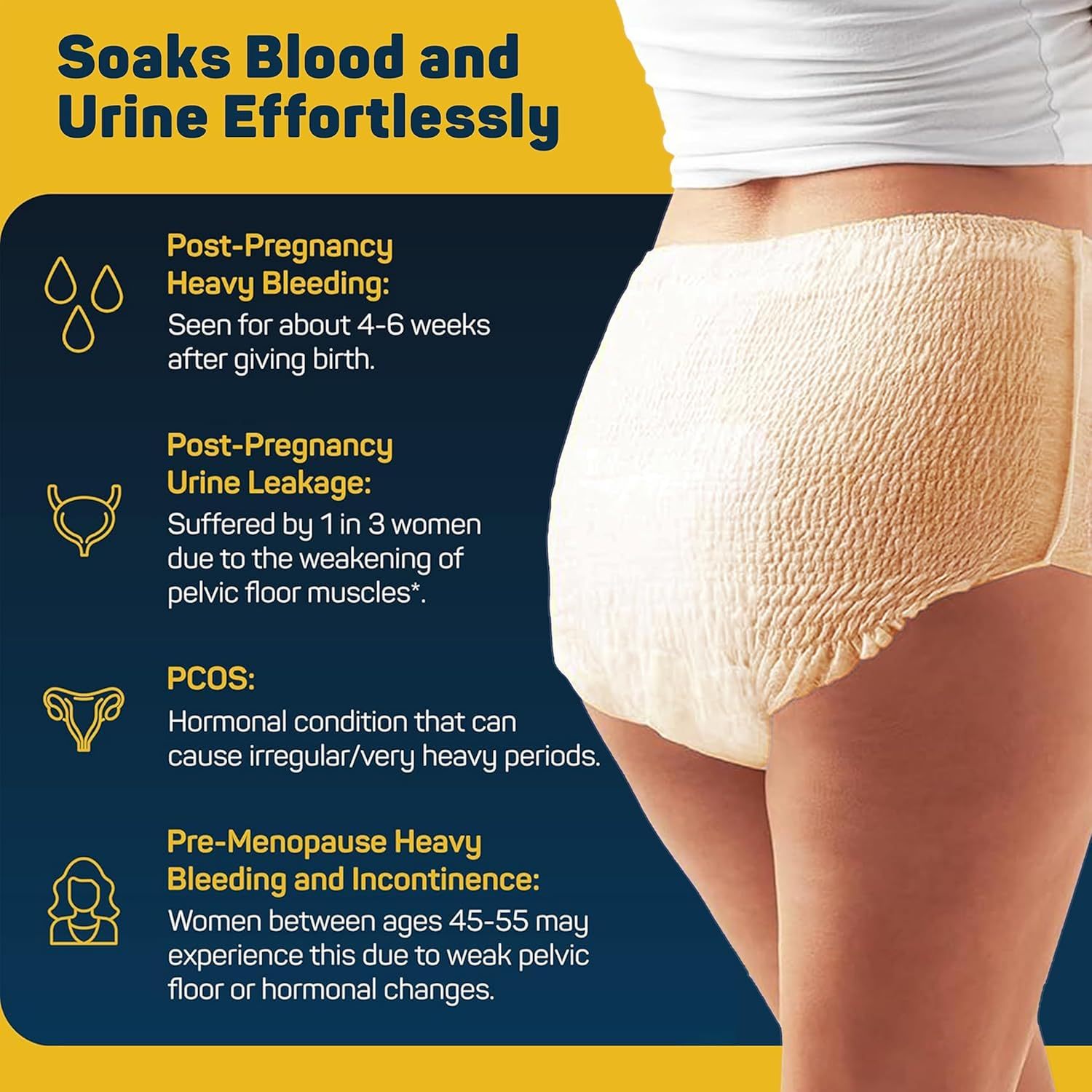 friends 20 x leak protection pants for women large waist 30 56 inches postpartum bladder leak protective ultra absorbent discreet fit leak proof   soft breathable details 4
