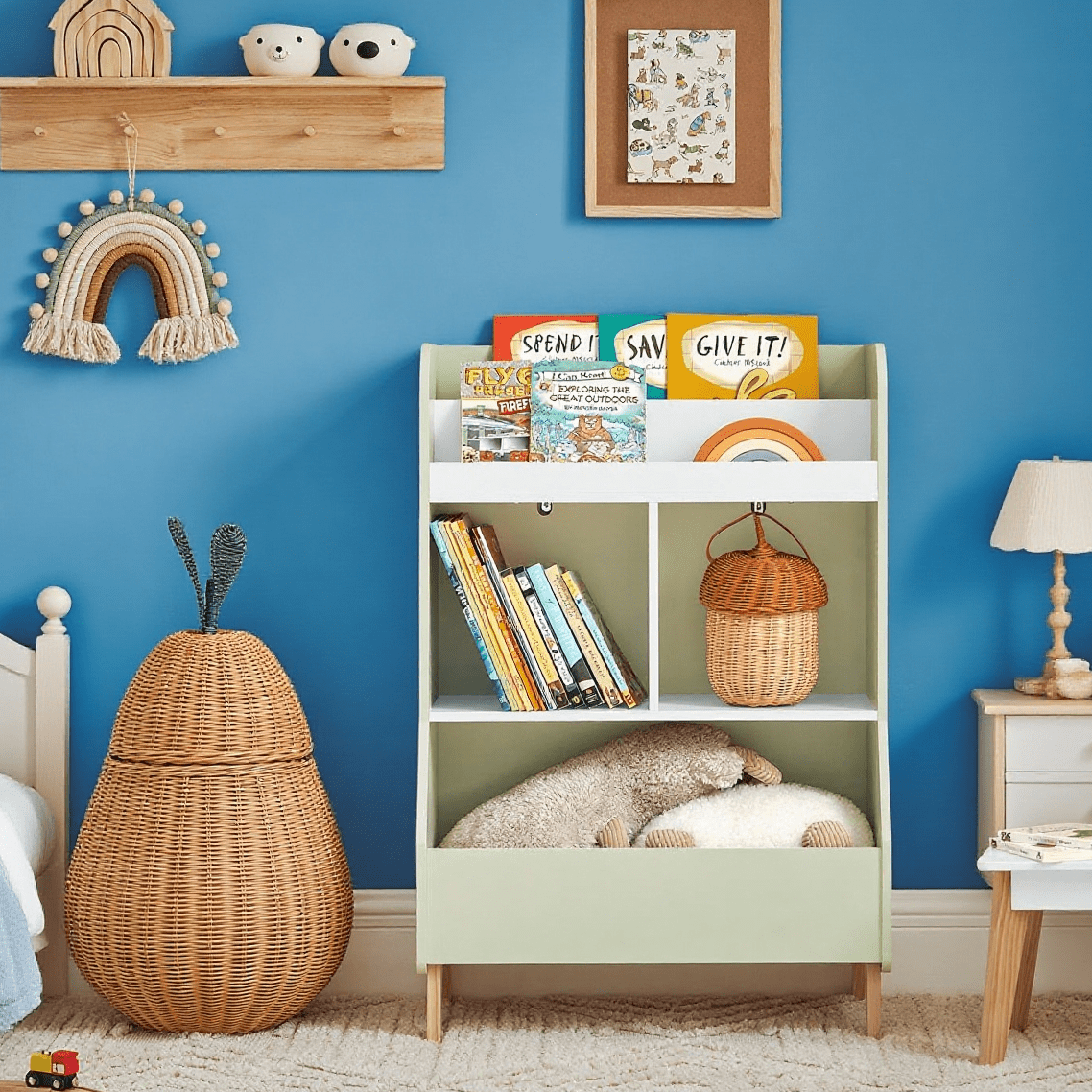 Image of 1-piece Kids' Toy Shelf, Children's Shelf, Bookcase, Storage Shelf For Kids' Room With 2 Shelves And 3 Open Compartments, Toy And Book Storage, White, 60x36x89 Cm, Lnc01-hs, Sobuy - Sobuy Lnc01-hs