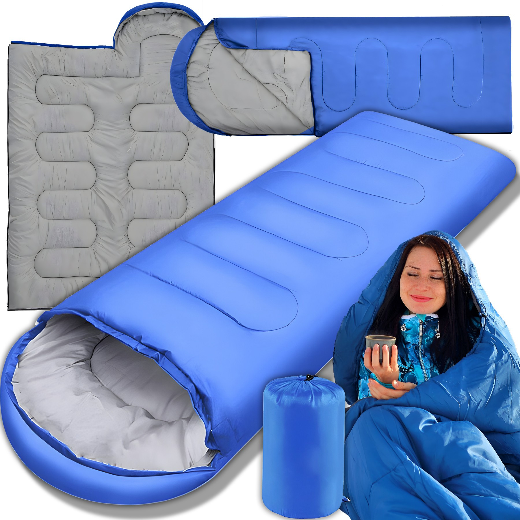 TEMU Retoo Sleeping Bag, Lightweight Blue Camping Sleeping Bag 200x73 Cm, Warm Sleeping Bag With Carry Bag For Camping And Travel, Outdoor Sleeping