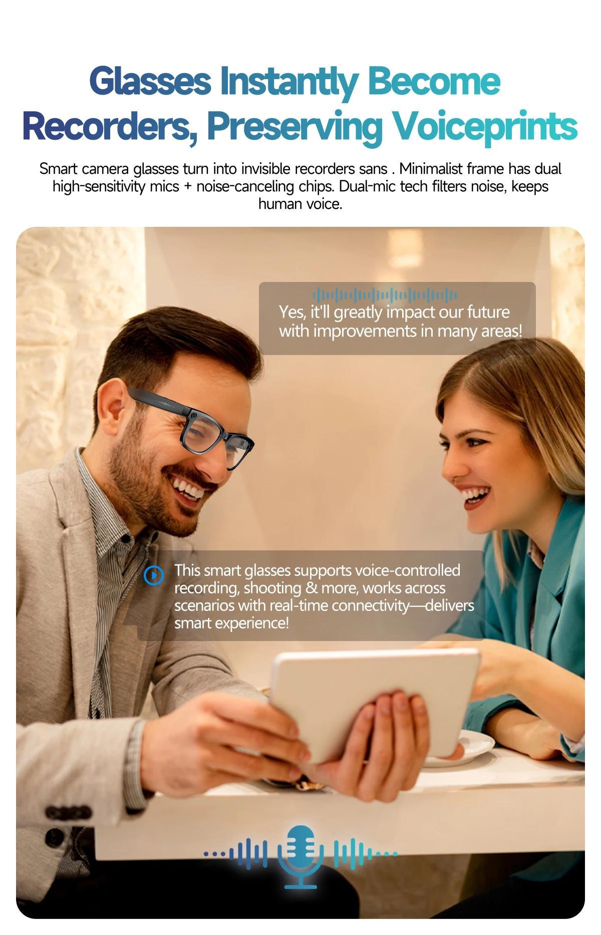 2025 AI Smart Glasses 8MP HD Camera Video Bluetooth Call Intelligent Translation 270mAh Battery Voice Assistant Music Sunglasses