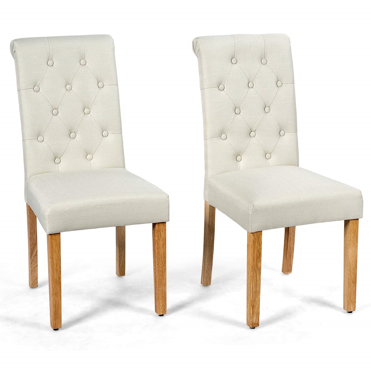 Image of Of Dining Room Chairs, Kitchen Chair With Rubber Wood Legs, Upholstered Chair With High Backrest, Accent Chair Up To 150kg Loadable, For Dining Room (beige)