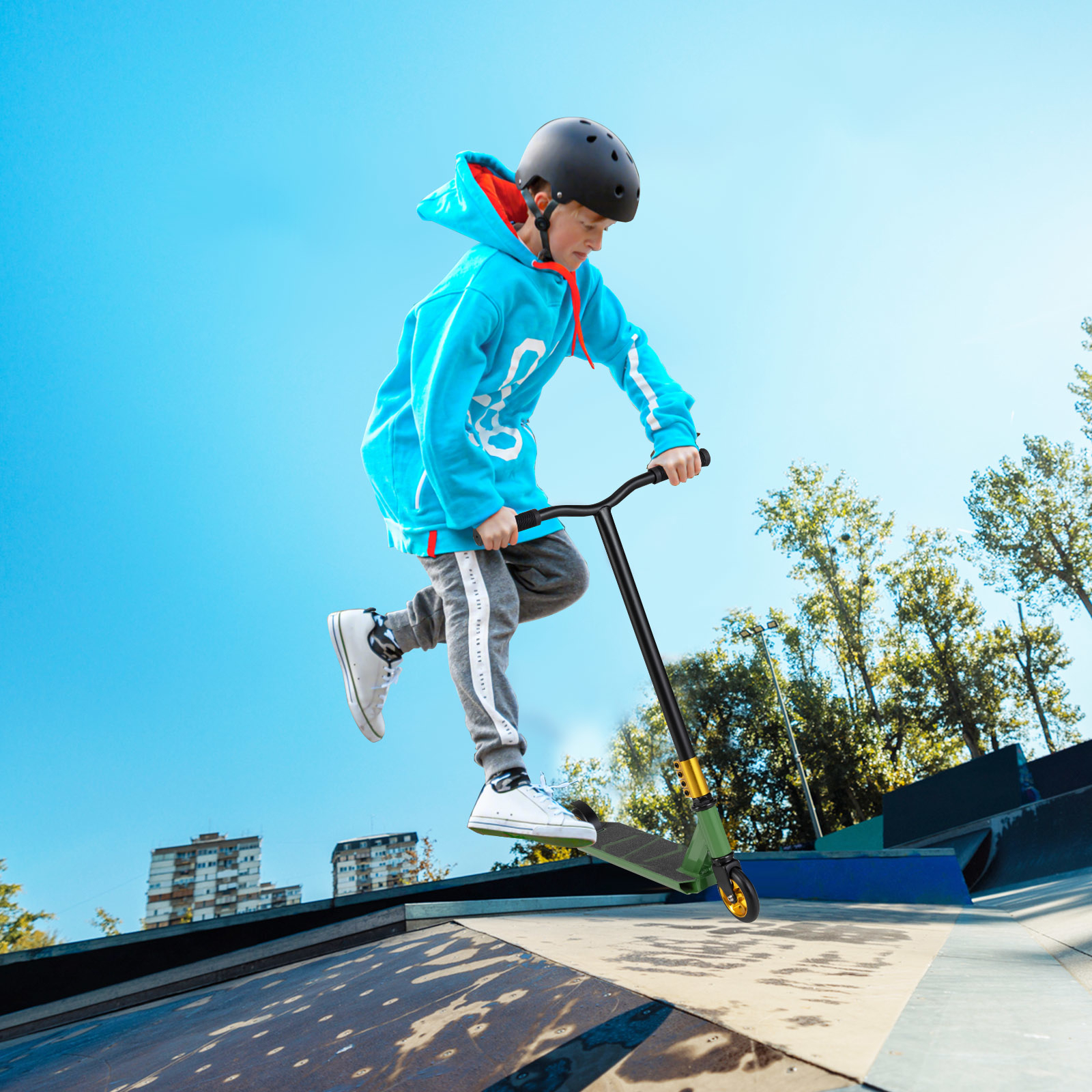 Trick Scooter, Pro Scooter, Wide Aluminum Deck, Beginner Stunt Scooter, Load 100kg