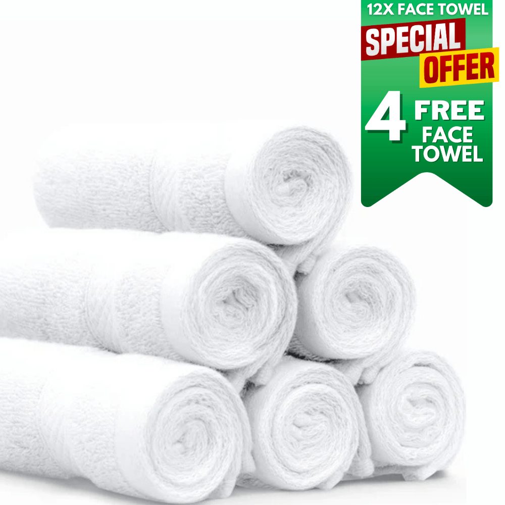 TEMU Set Of 12 Towels + 4x Face Towel Free - Cotton Washcloths 30x45 Cm White 100% Cotton, Face Cloths, Absorbent And Fingertip Towel Set