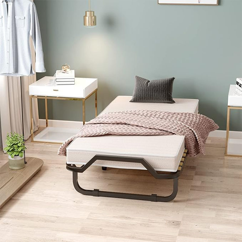 Folding Bed Frame With Mattress, Guest Bed With Memory Foam Mattress And Sturdy Metal Frame