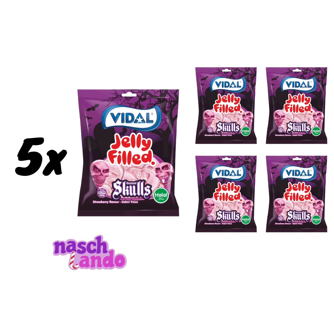 5x Vidal Halal Filled 90g With Fruit Filling, Halal Fruit Gummies