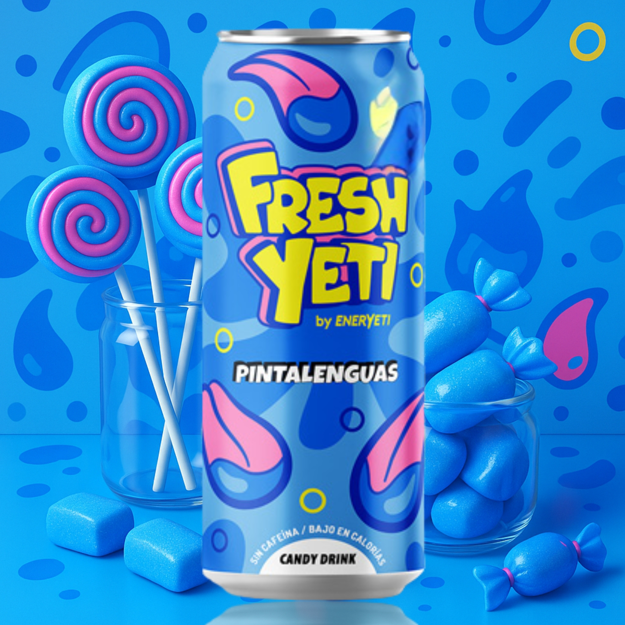 Fresh Pintalenguas - Candy Drink - Low-calorie, Carbonated Refreshing Beverage With Blue Tongue Painter - Forest Fruit Flavor 500 Ml