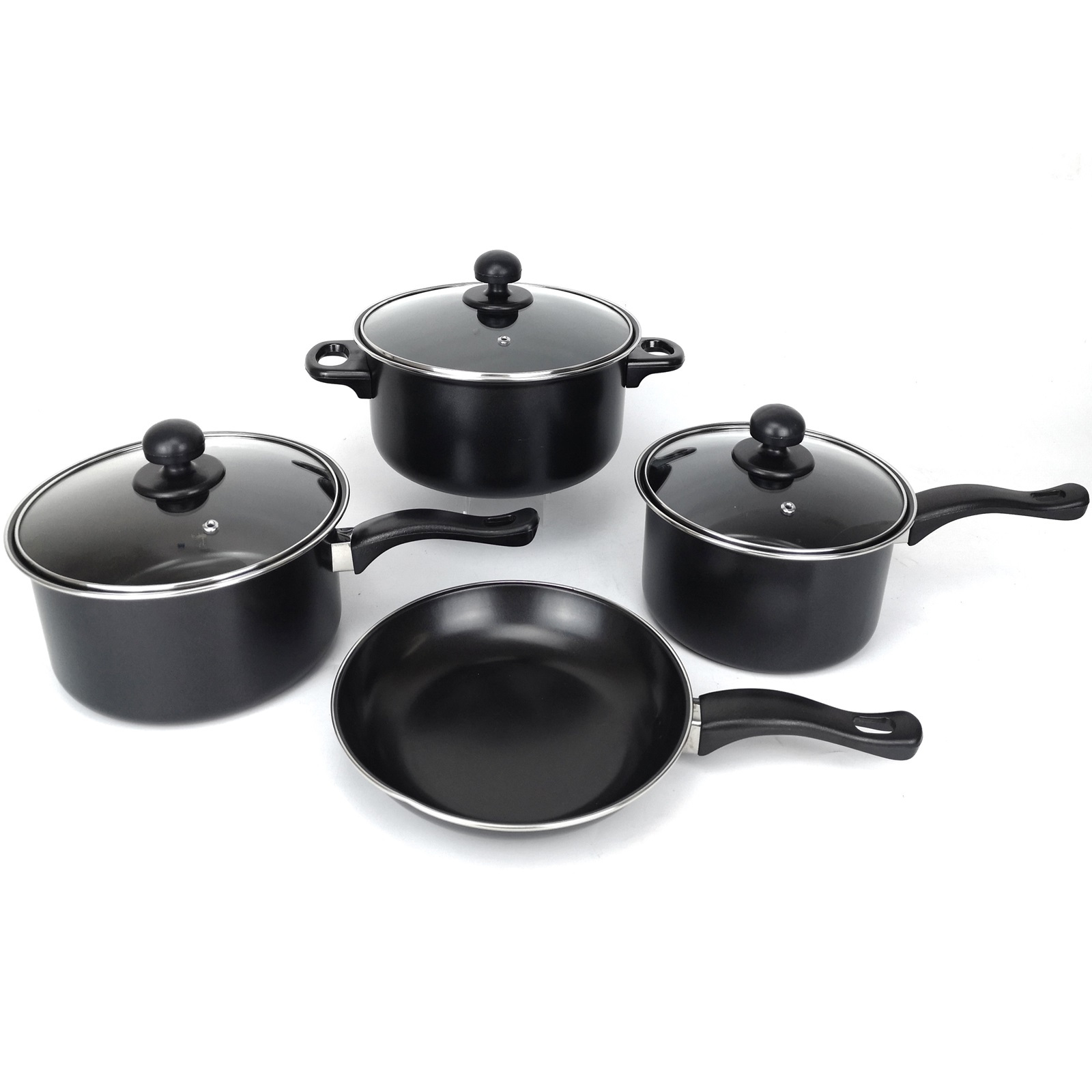 TEMU Black 7pcs Non Stick Cookware Set Cooking Pot Frying Pan Saucepan With Lids