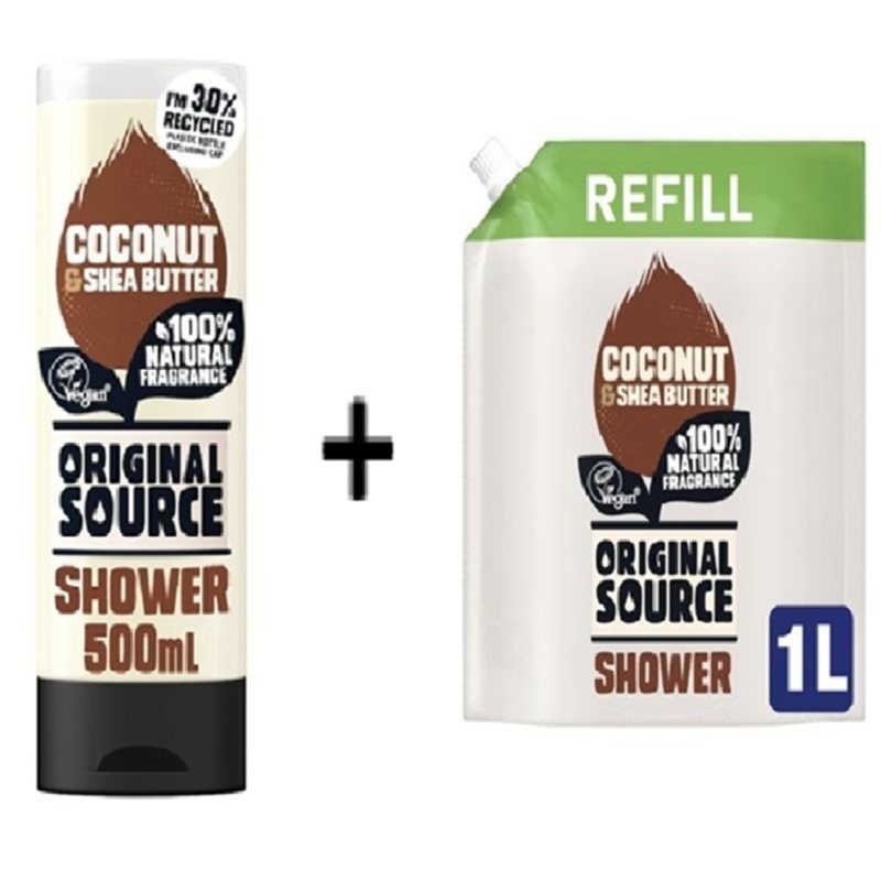 Original Source Shower Gel 500ml + 1000ml Refill