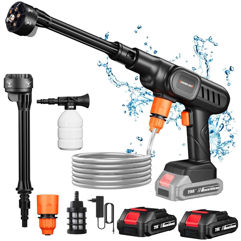 Portable Wireless Car Wash Machine,   High-Pressure Car Wash Water Gun, Outdoor Electric Car Wash Tool, With A 6-In-1 Adjustable Nozzle That Can Change   Water Types, Not   By The Site,   Used For Car Washing, flower watering,spraying, garden cleaning, etc