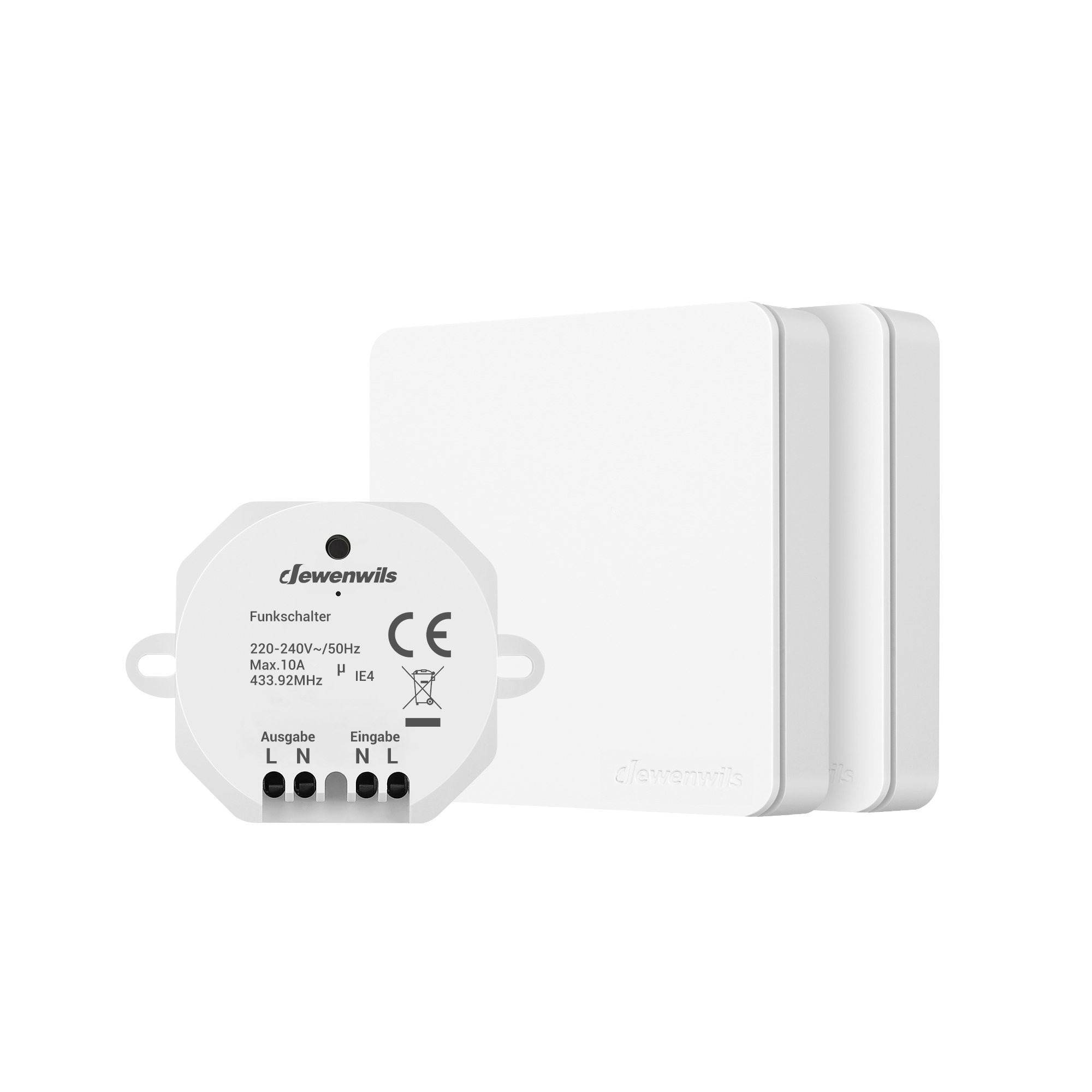 Image of Wireless Switch Set, Remote Wall Switch With 30m Range, 2 Wireless Light Switches For Lamps, No Wiring Required, 2300w, White