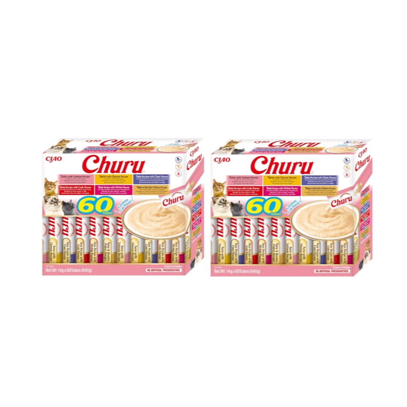 TEMU 2x - CHURU- 60 Unidades de Snacks Sludables Base De ATÚN, para Gatos, Delicoso, Snack Liquido
