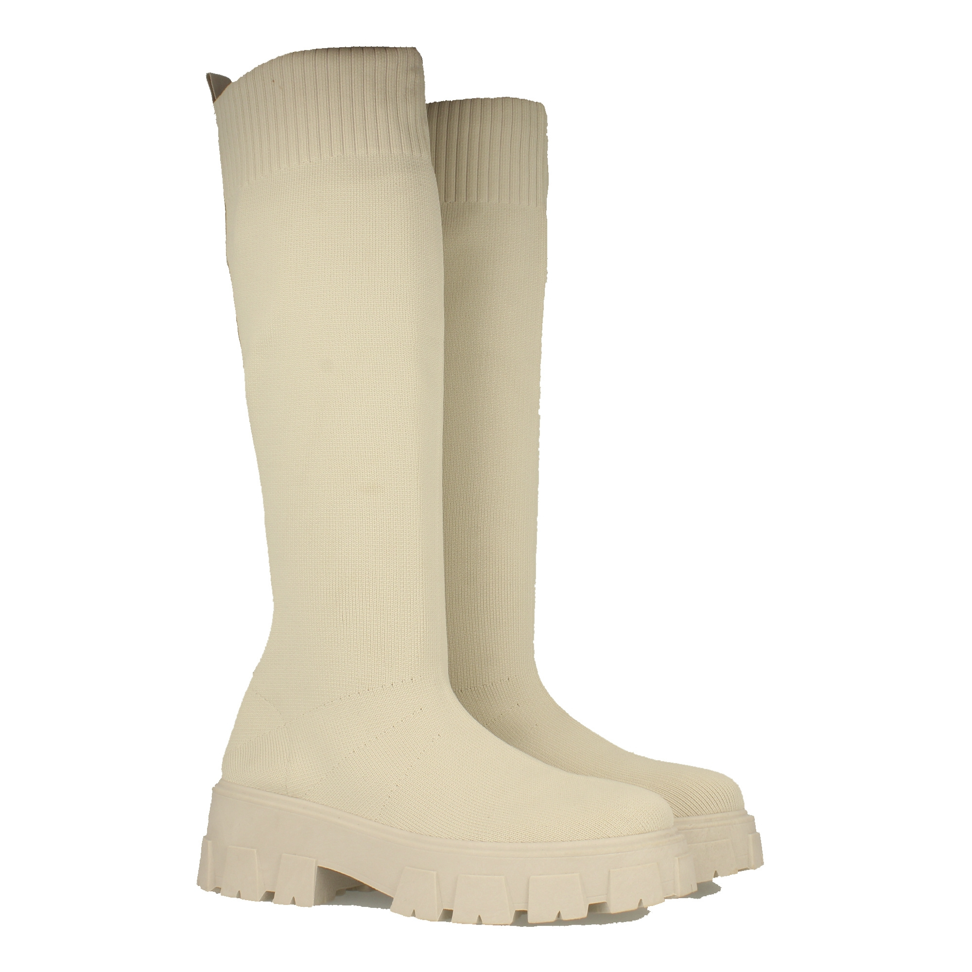 Image of Women's Platform Boot With Serrated Sole, Elastic Material, And Adjustable Closure, Autumn Winter