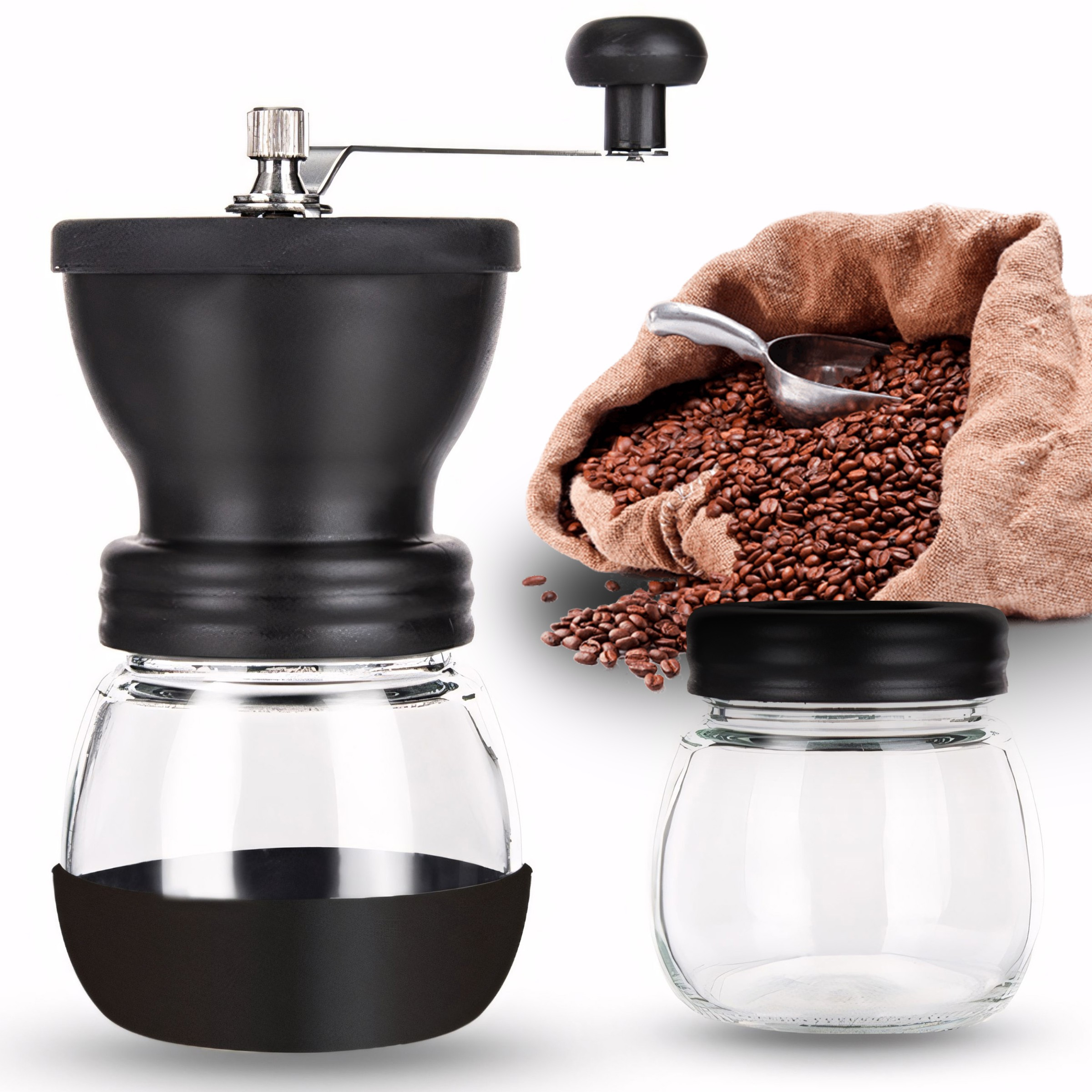 TEMU Coffee Grinder With Ceramic Burr, Manual Hand Coffee Grinder, Adjustable Grind Settings, For Coffee And Spices, Black - Retoo