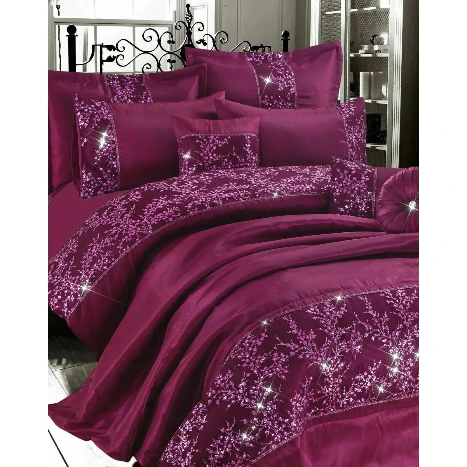TEMU Embroidered Diamante Style Luxurious Duvet Cover Sets Bedding Sets