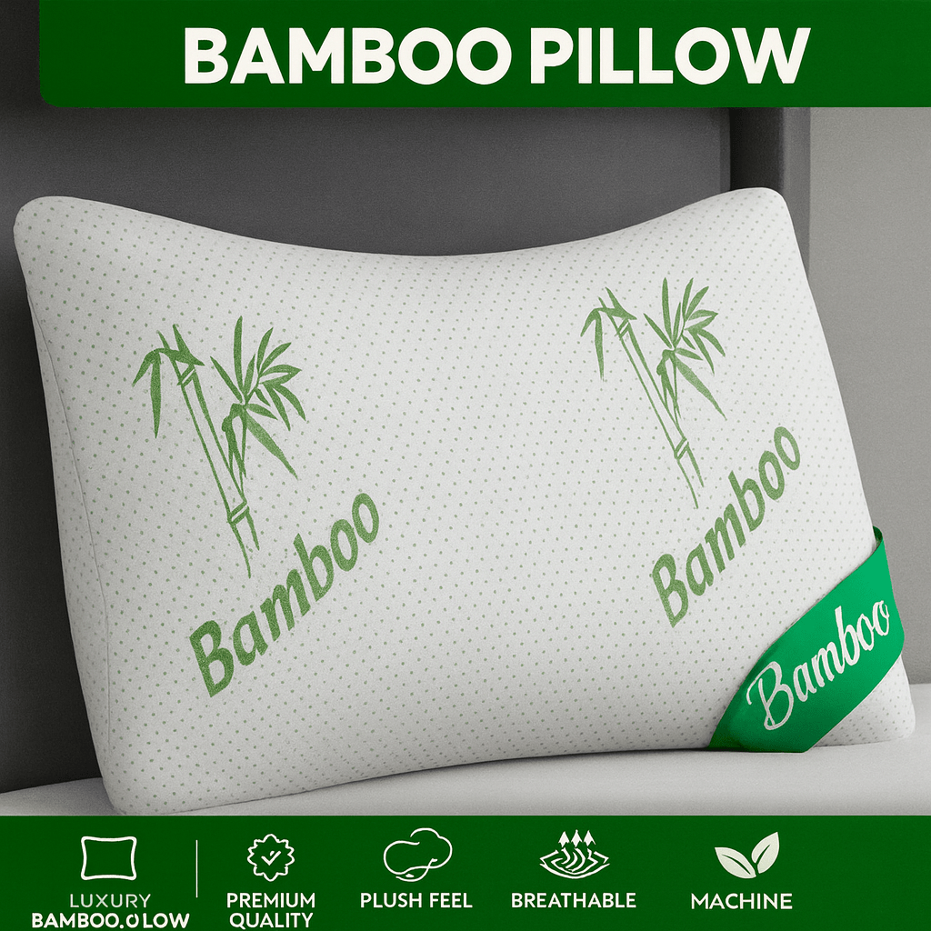 Memory Foam Bamboo Pillow Premium Firm Neck Support and Foam Orthopaedic Hypoallergenic Shredded Bed Pillow PACK OF 1 AND 2 BAMBOO PILLOW.