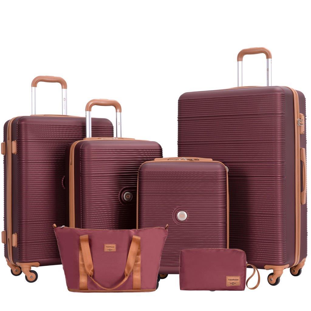Travelhouse 6-piece Luggage Set Bari, 4 Pp/abs Hardshell Suitcases With Spinner Wheels, Travel Bag, And Toiletry Kit, , Lightweight Hardshell Suitcases
