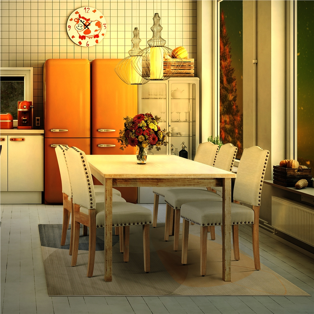 TEMU Costoffs 2pcs Modern Dining Chairs Upholstered Fabric Chairs Tall Back Chairs Armless Chairs With Adjustable Feet And Trim For