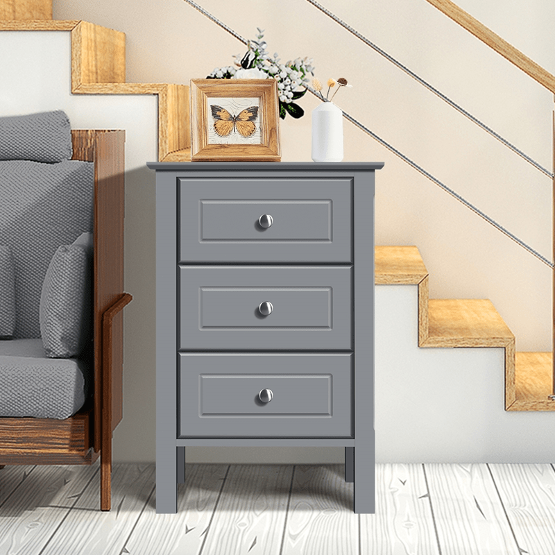 TEMU Costoffs Side Table, 60 Cm 3-drawer End Table, Wooden Side Table, Side Table, Sturdy Structure, 3 Drawers And Metal Knobs For Hallway, Balcony,