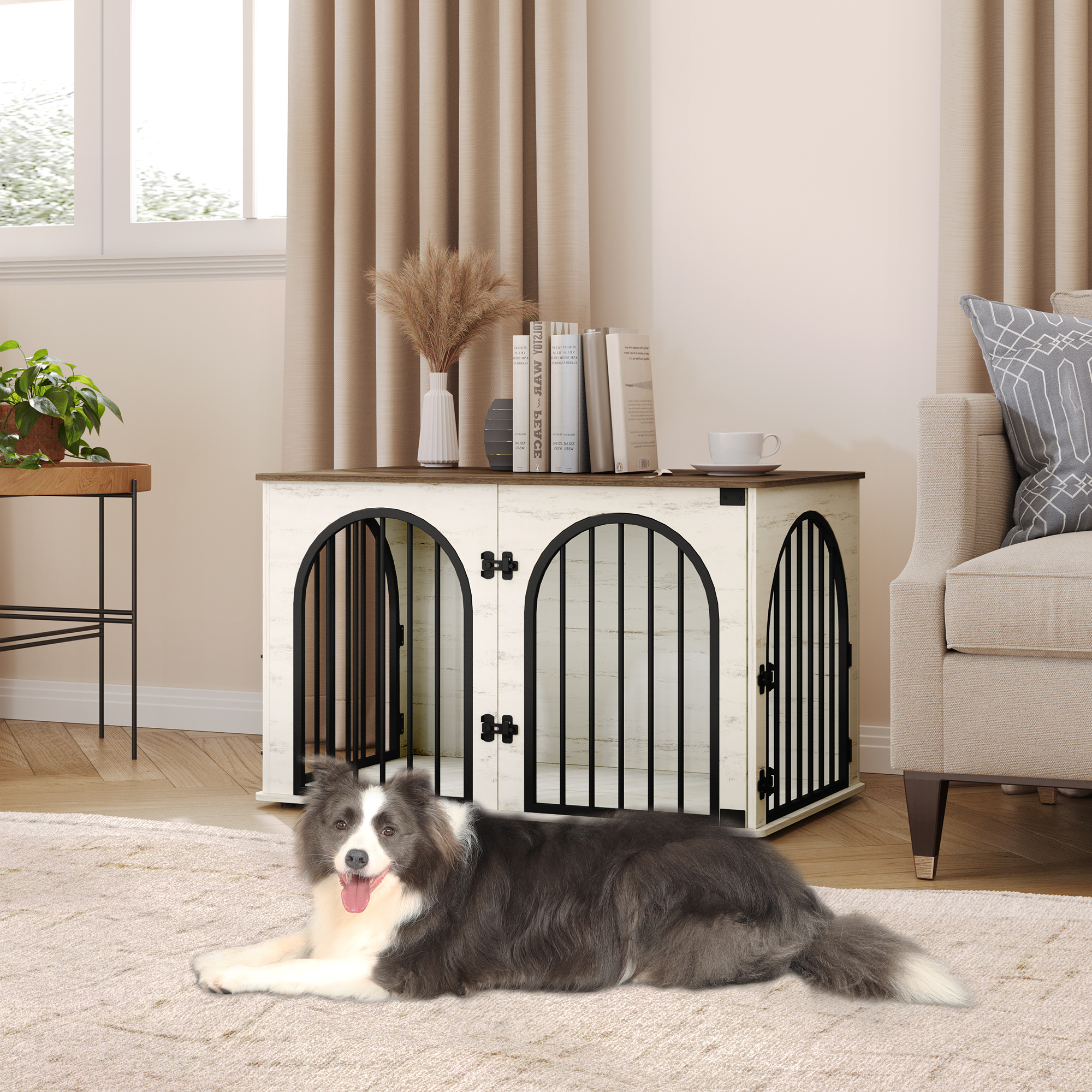 TEMU 100cm per Cani, Tavolo , Cuccia per Cani Interno, Kennel cane Medio, Casetta per Animali, 3 porte, Porta ad , 60 x 100 cm