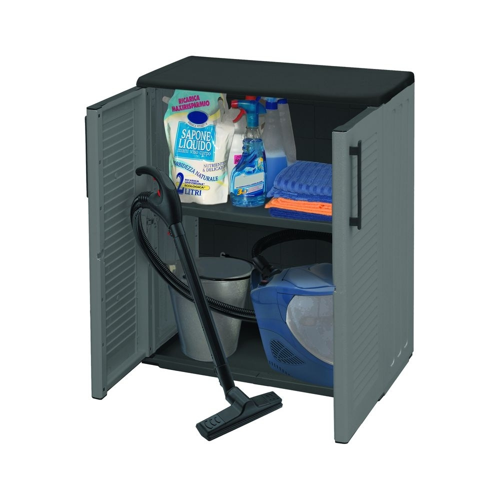 Image of Weatherproof Outdoor Garden Cabinet, Plastic Storage Cabinet For Balcony, Household, Terrace, And Garage Use