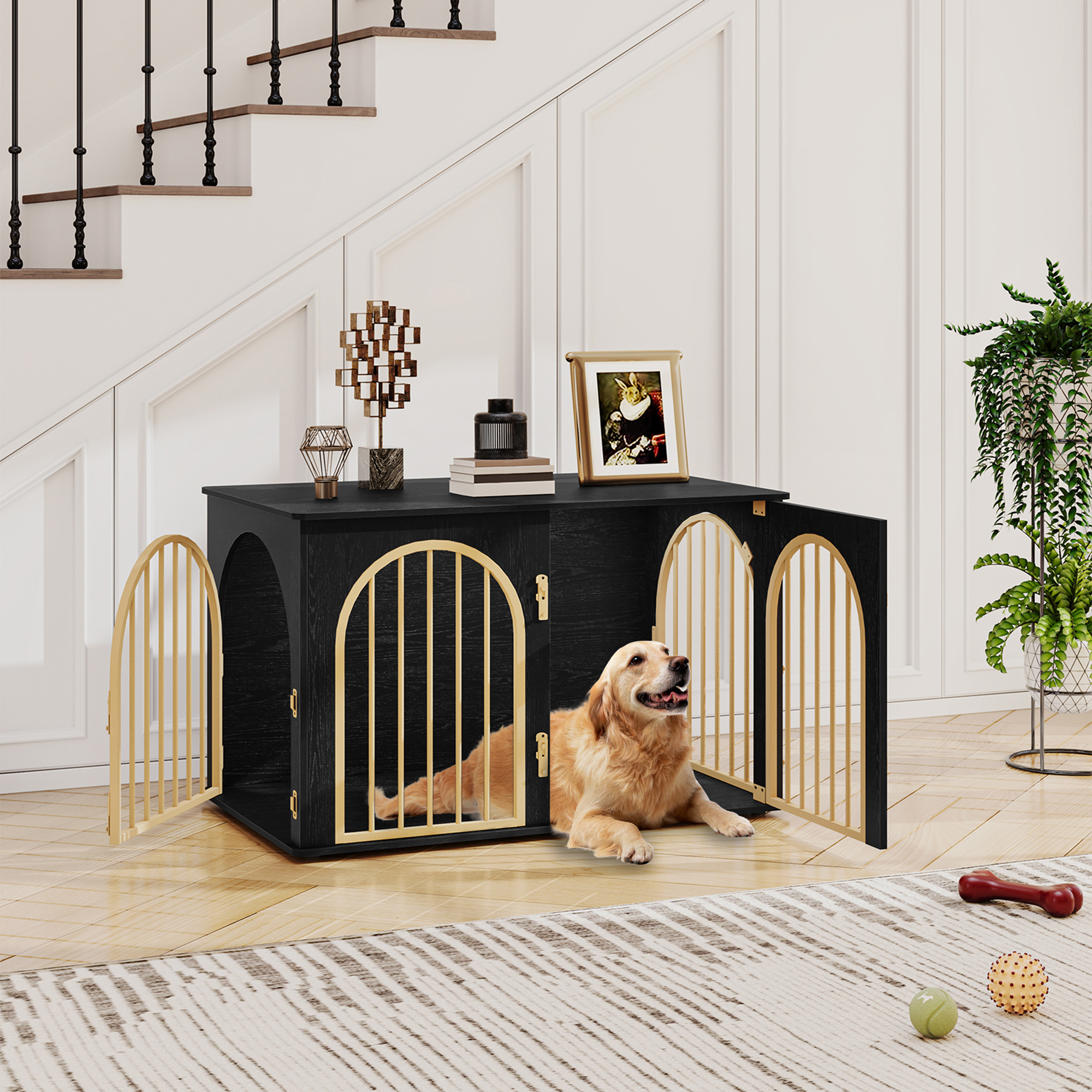 TEMU 100cm per Cani, Tavolo , Cuccia per Cani Interno, Kennel cane Medio, Casetta per Animali, 3 porte, Porta ad , 60 x 100 x 63 cm